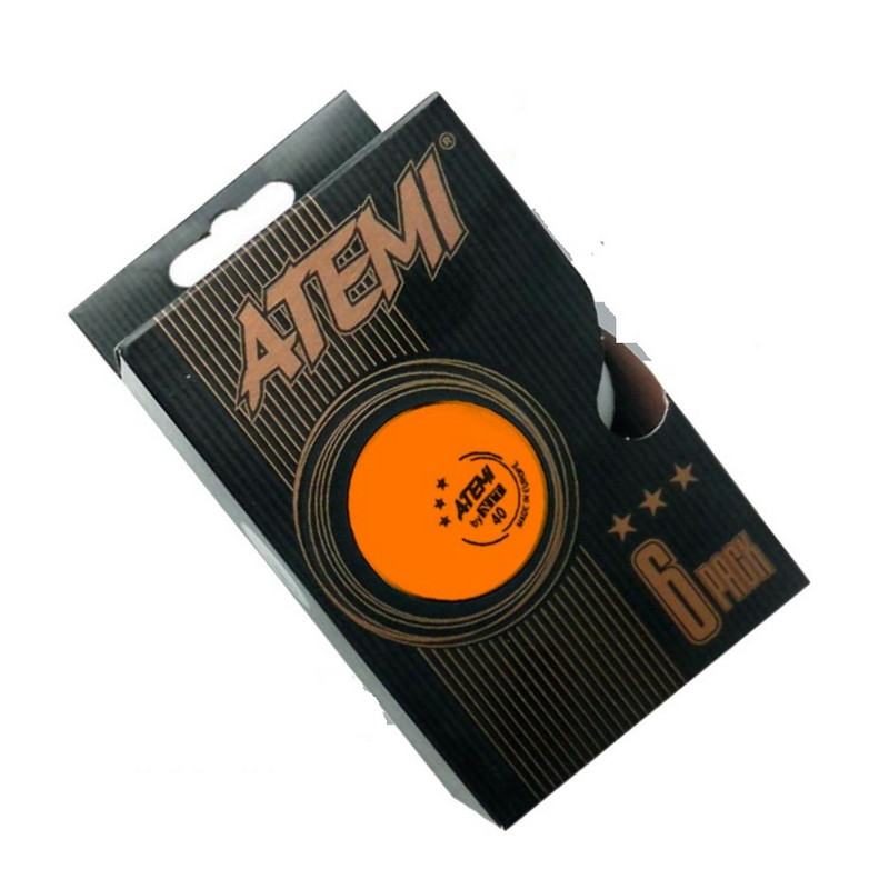 Мячи для настольного тенниса Atemi 3* оранж., 6 шт