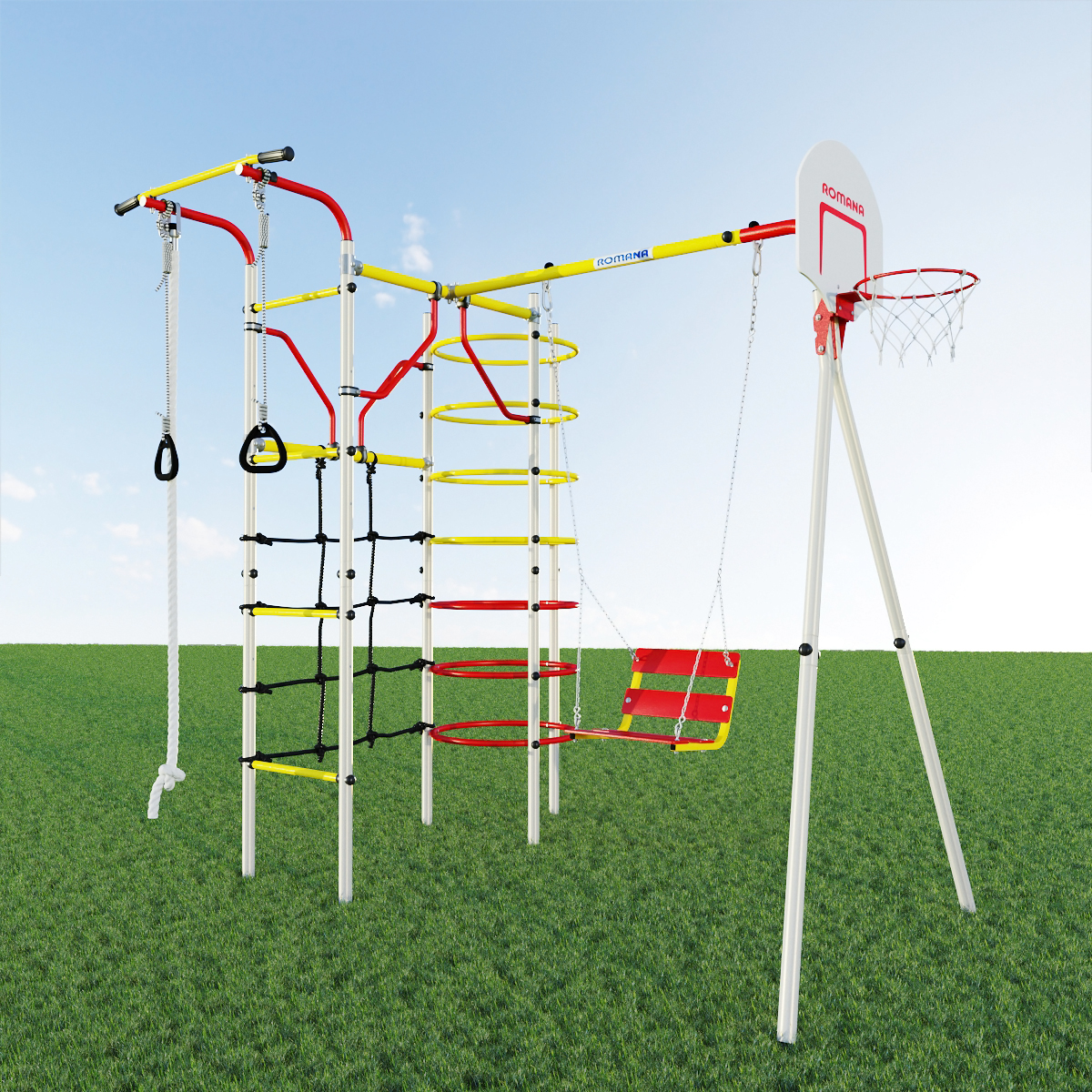 Дачный комплекс КОСМОДРОМ+ ЦЕПНЫЕ КАЧЕЛИ Romana (R 103.21.04 + 1.Д-26.02)