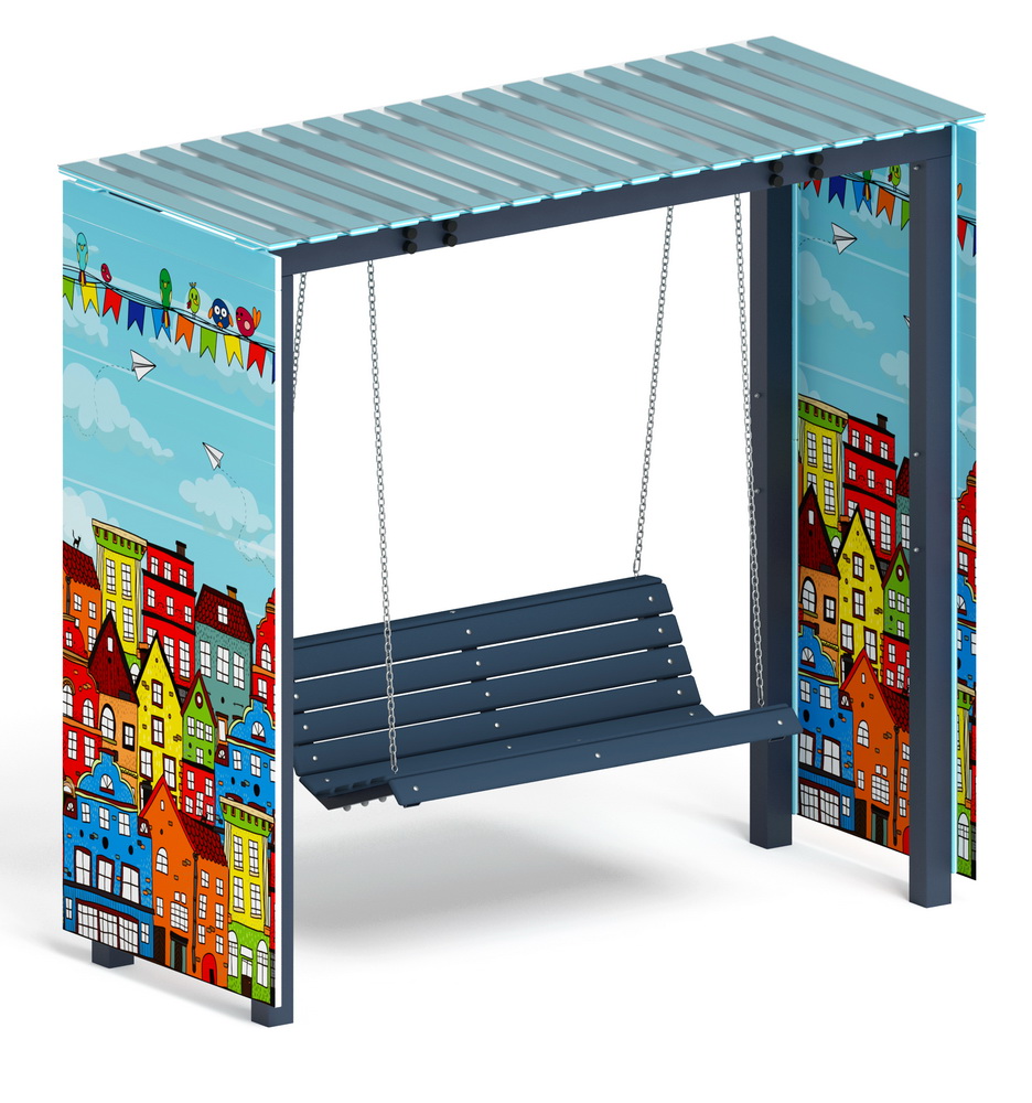 Пергола с качелями (Город) МФ 78.06.01-04 /с поликарбонатом/