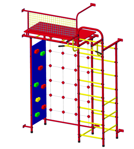 Детский спортивный комплекс Пионер 10СМ со скалодромом красно/жёлтый