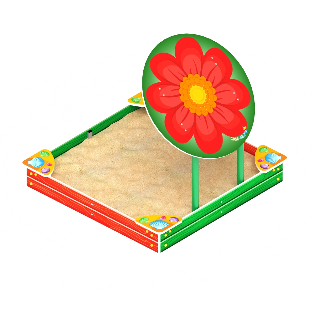 ЦВЕТОК песочница средняя с навесом (ракушки) ИО 5.01.08-01