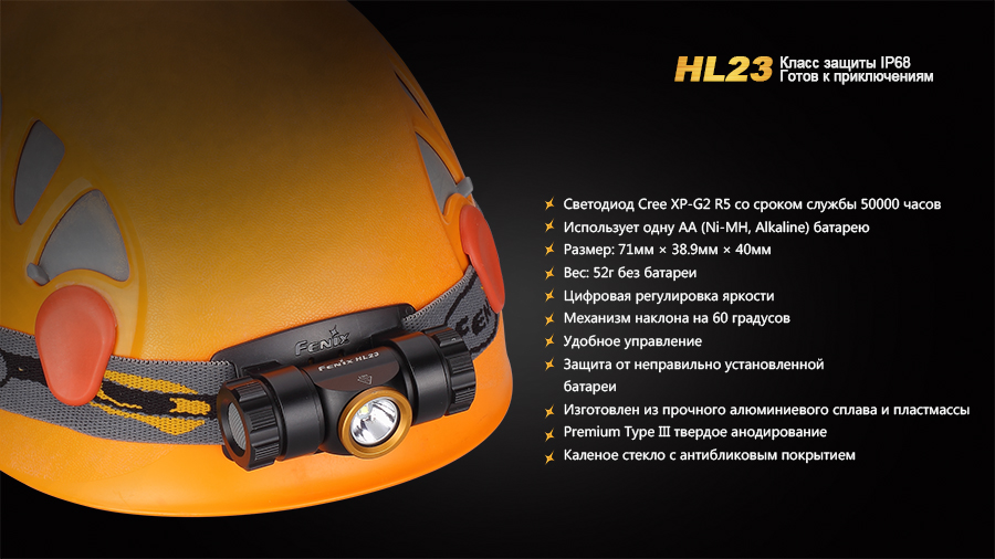 Налобный фонарь Fenix HL23 Cree XP-G2 R5, серый