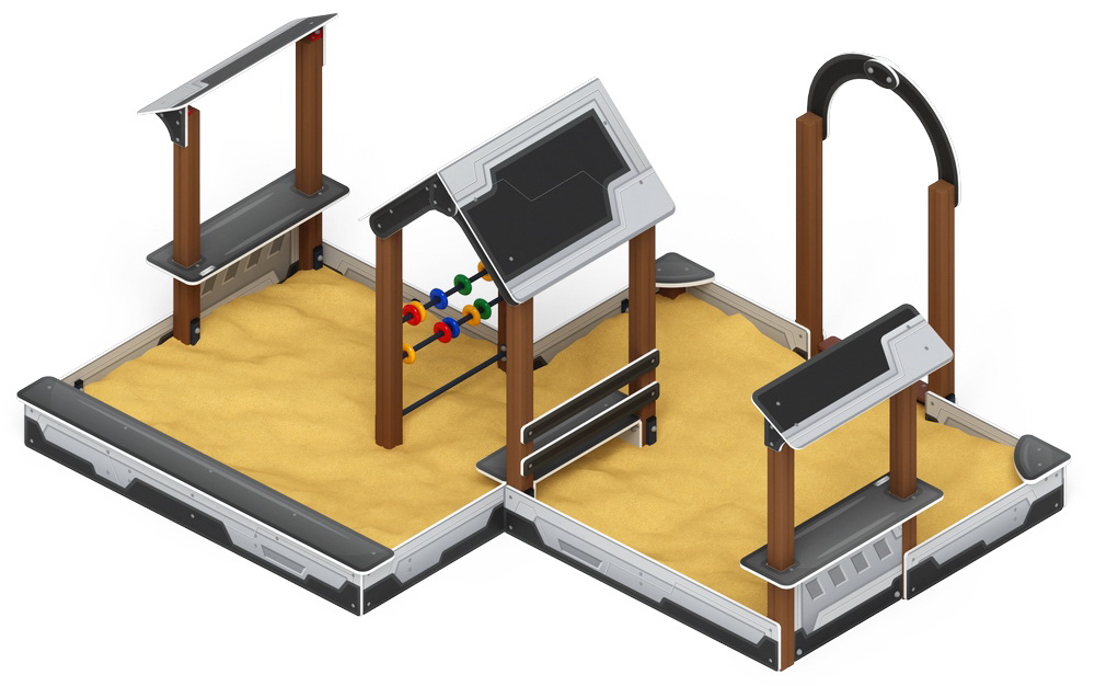 Песочный дворик двойной с навесом большой (Техно) ИО 6.01.03-04