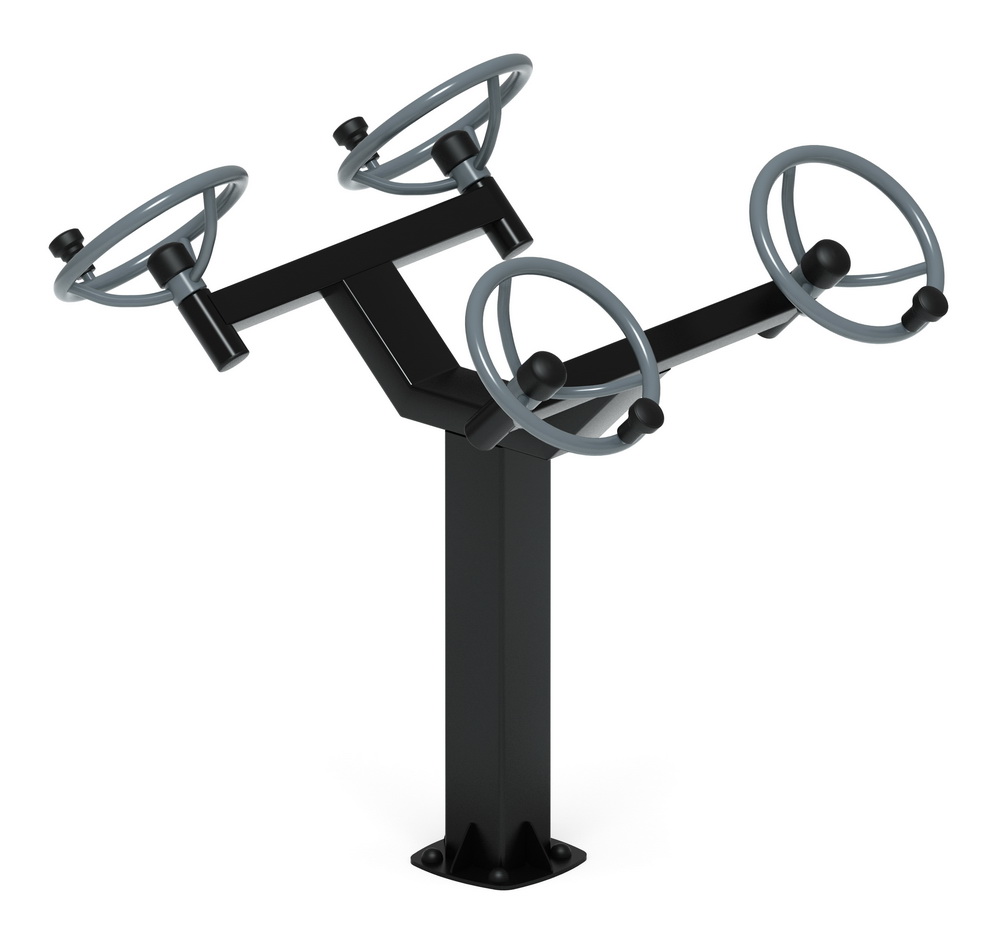 Тренажер уличный РУЛИ (4 руля положение сидя) серый СТ 102-13