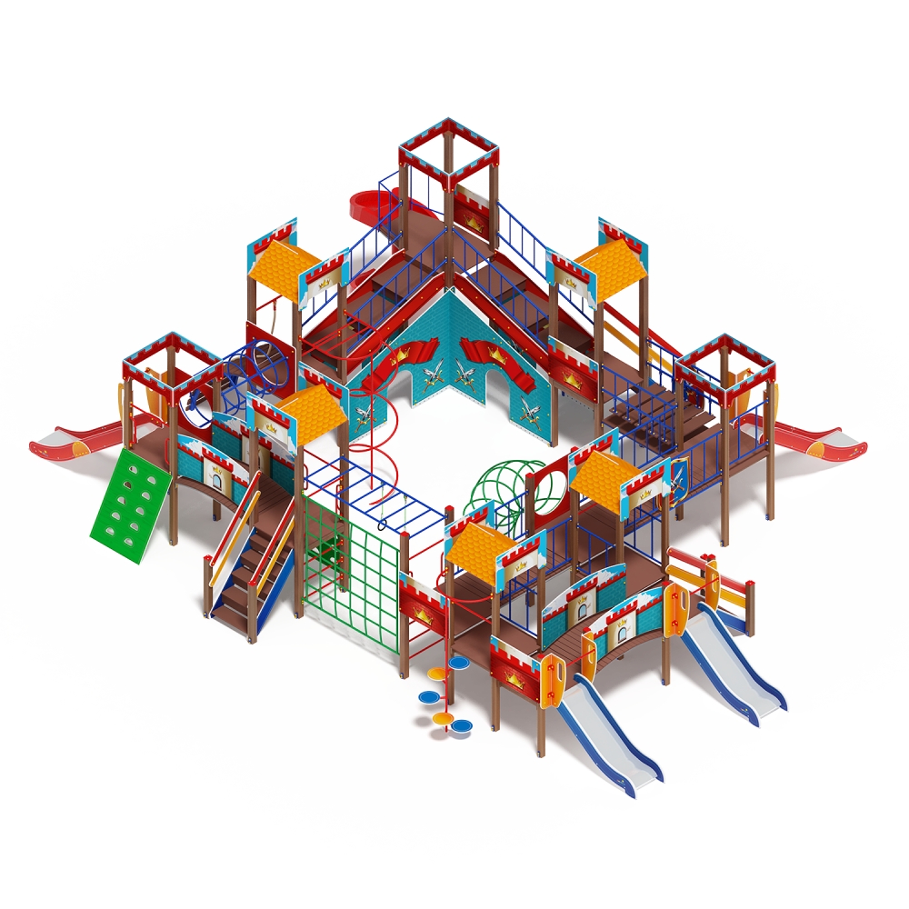 ЗАМОК детский игровой комплекс ДИК 2.18.12-01 винтовой скат (H=2000 H=1200 H=900)