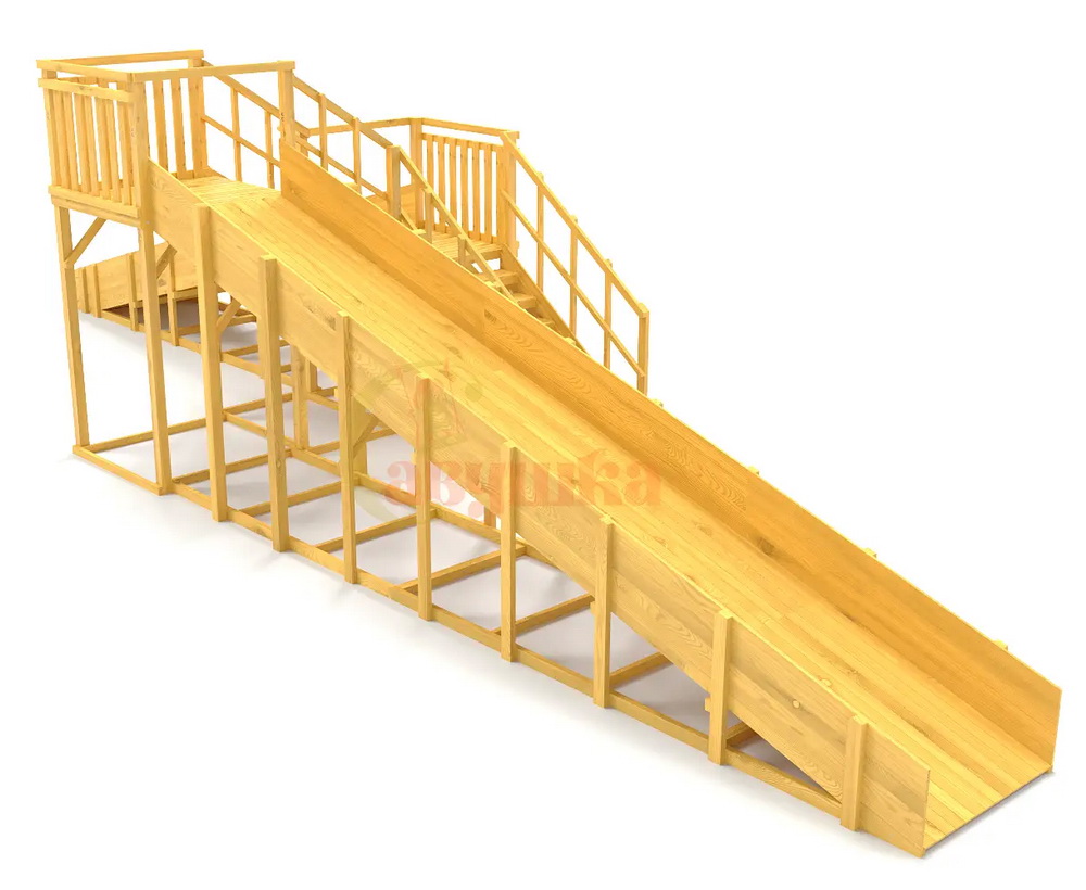 Зимняя горка Савушка ЗИМА WOOD-7/1 (скаты 5 и 8 м, разносторонний)