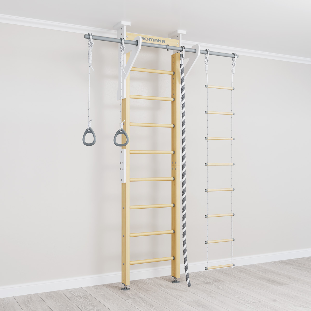 Комплекс Шведская стенка деревянная ECO 2 Romana (02.21.8.14.500.08.01-01) дерево/белый