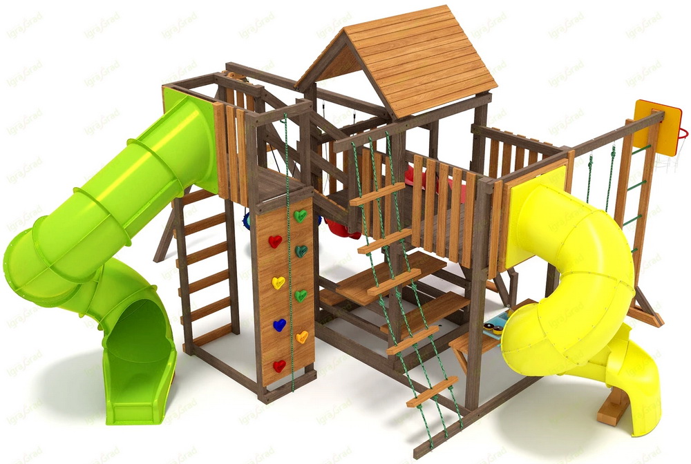 Детская площадка IgraGrad Панда Фани с балконом (две трубы)