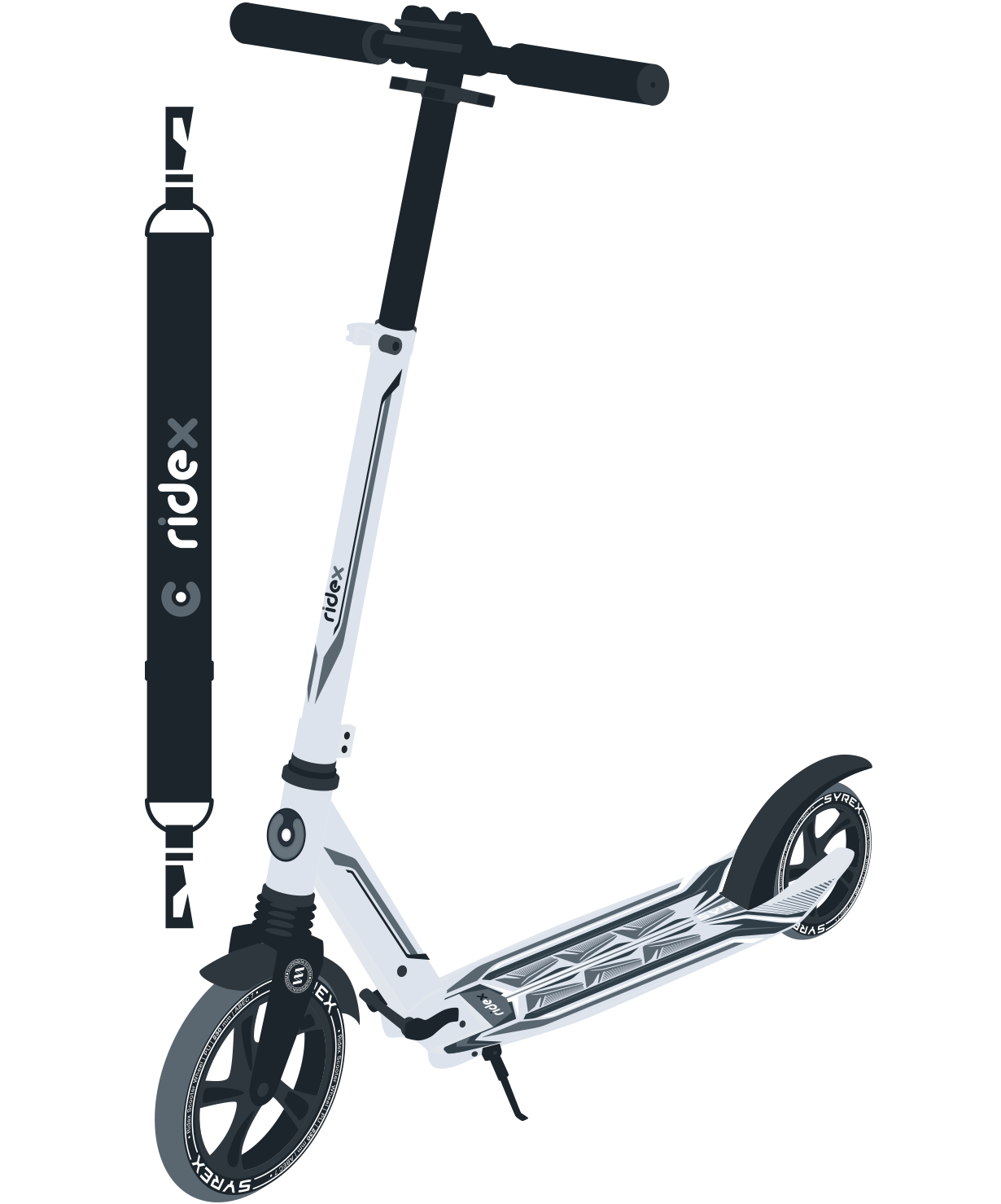 Самокат 2-колесный Syrex 230/200 мм, белый