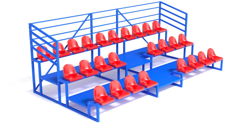 Трибуна трехрядная, с ограждением (20.008)