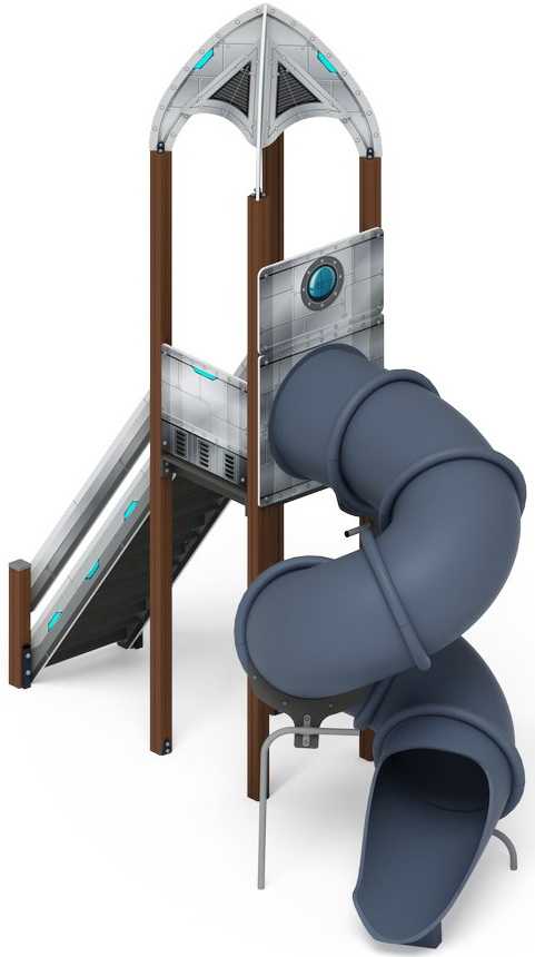 КОСМОПОРТ (Серый) горка тоннельная винтовая (H=2000) ИО 45.14.01-01