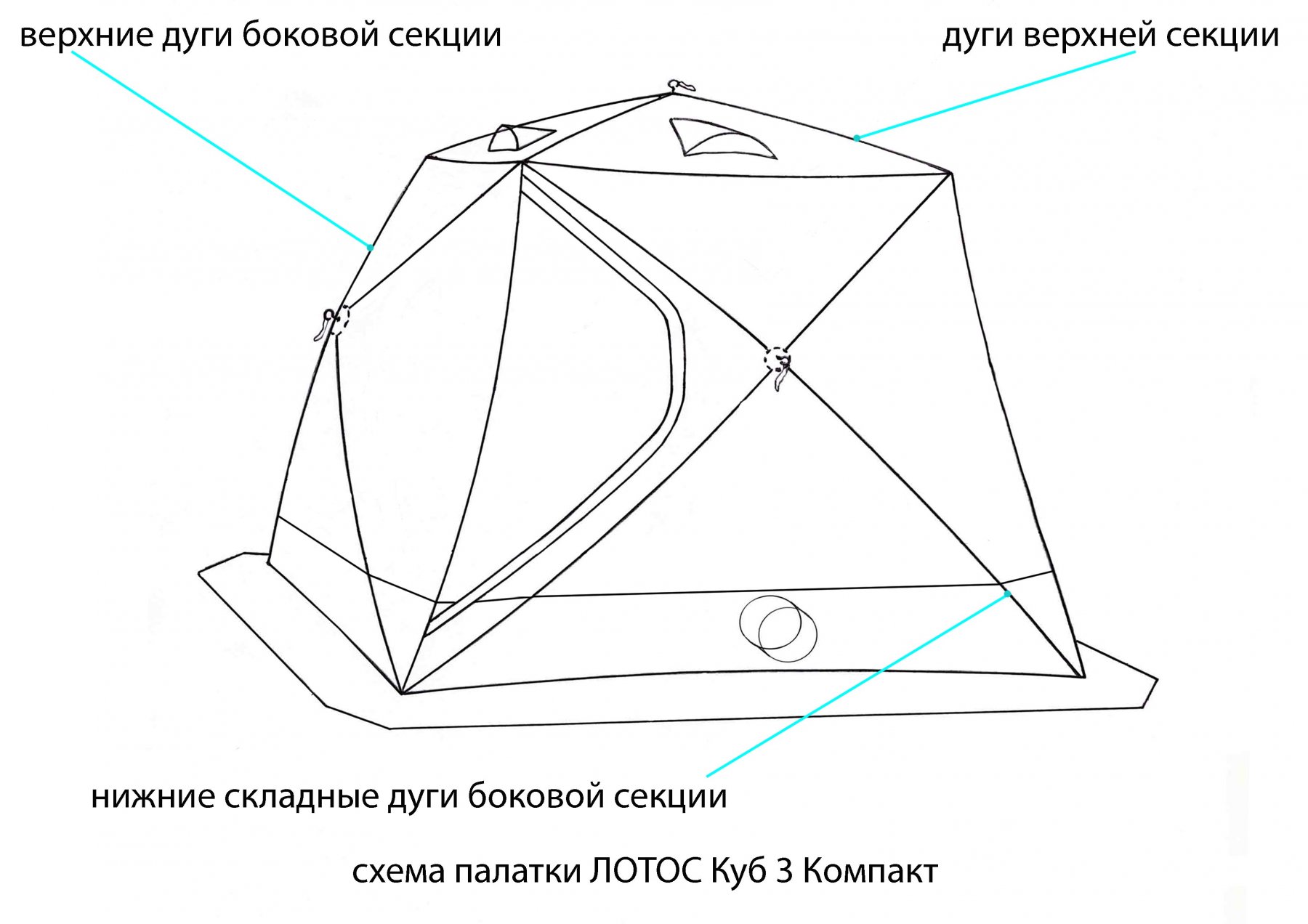 Зимняя палатка ЛОТОС Куб 4 Компакт Термо (лонг) (утепленный тент; стеклокомпозитный каркас)