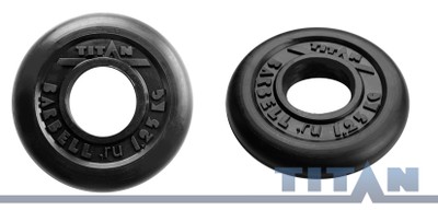 Диск для грифа Титан, обрезиненный черный, 51 мм, 1,25 кг