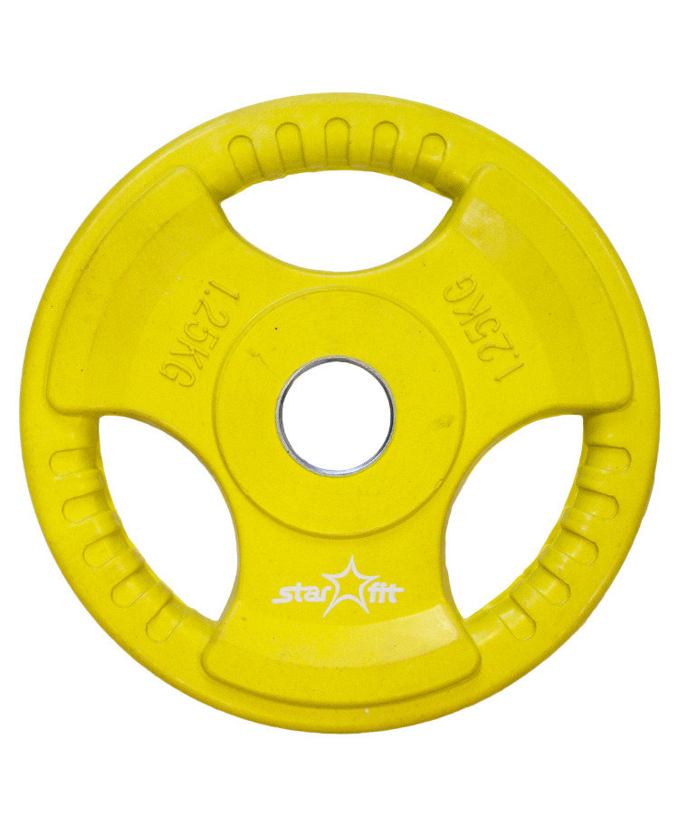 Диск обрезиненный STARFIT BB-201  1,25 кг, d=26 мм, стальная втулка, желтый 1/16