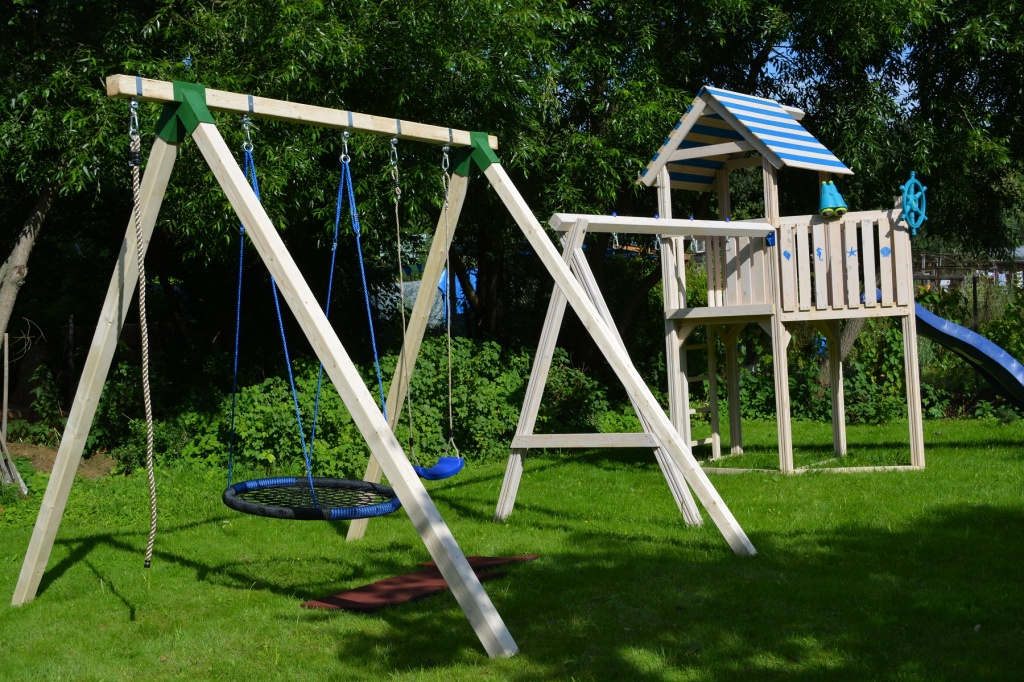 Высокие Качели Гарда (рама для качелей) на 2 места (НЕ окрашенные H-2,6м)
