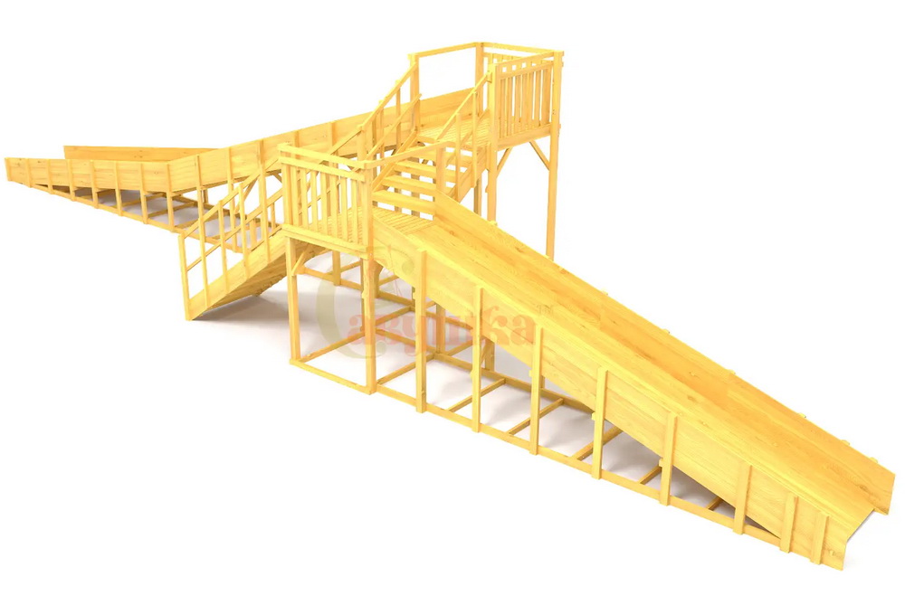 Зимняя горка Савушка ЗИМА WOOD-9/1 (скаты 6 и 12 м, разносторонний)
