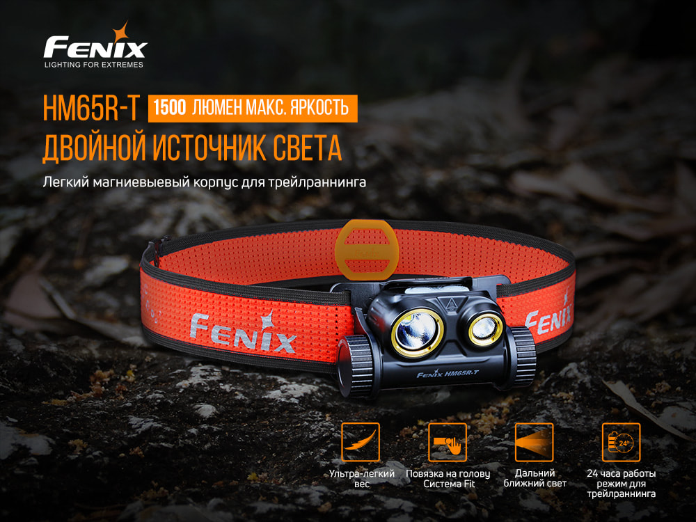 Налобный фонарь Fenix HM65R-T Cree XP-G2 S3, черный