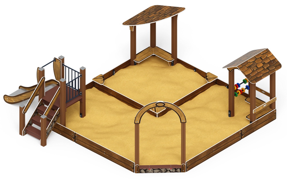 Песочный дворик с горкой (H=750) (Коричневый) ИО 6.01.05-02