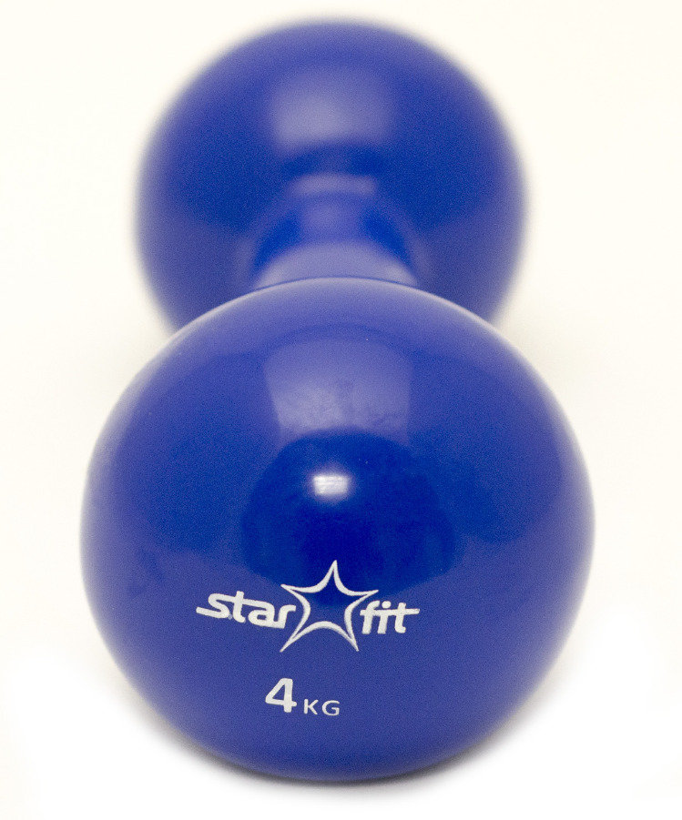 Гантель виниловая STARFIT DB-102 4 кг, темно-синяя (1 шт.) 1/4