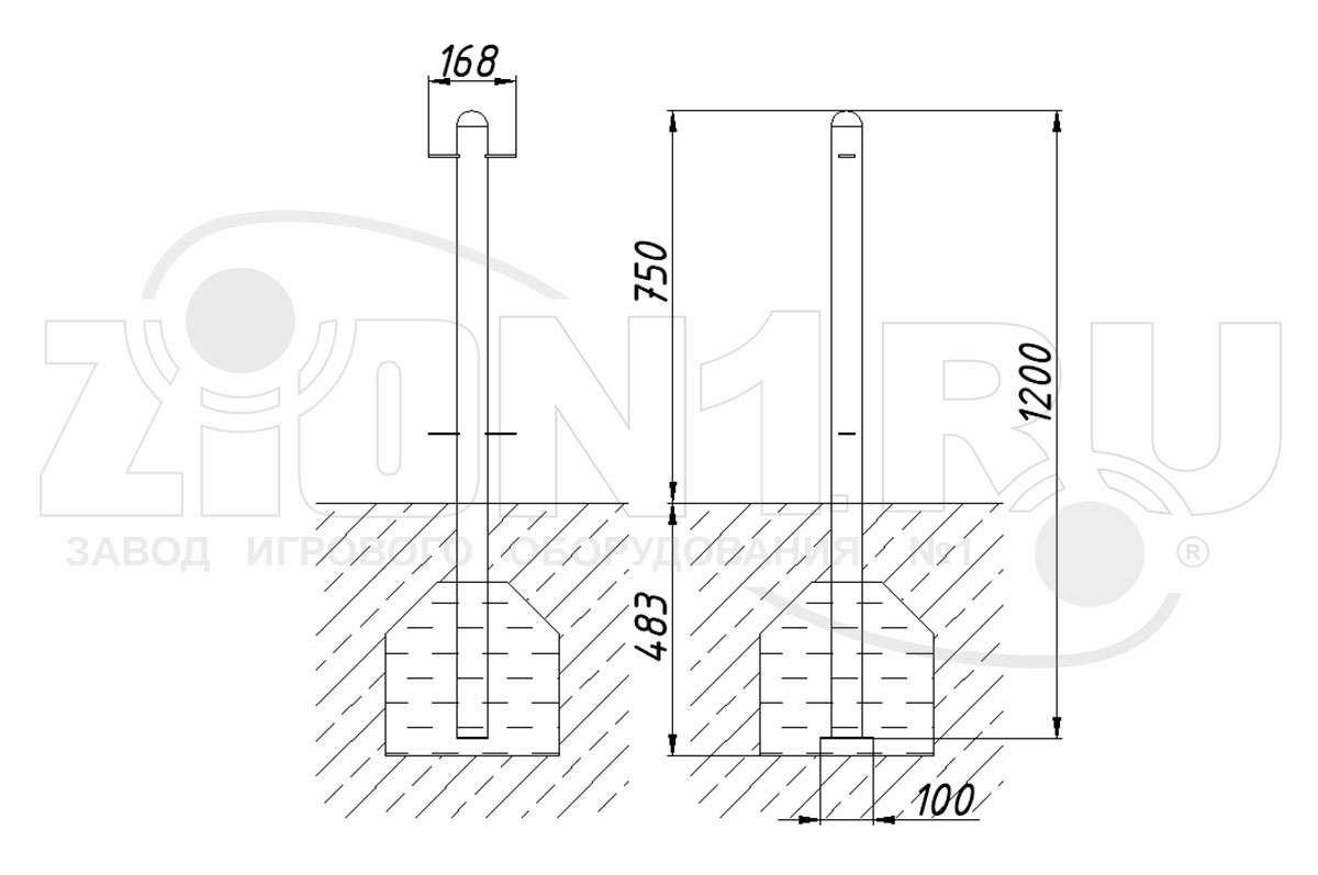 Столб металлический круглый ZION 57х1200 (ОГД019)