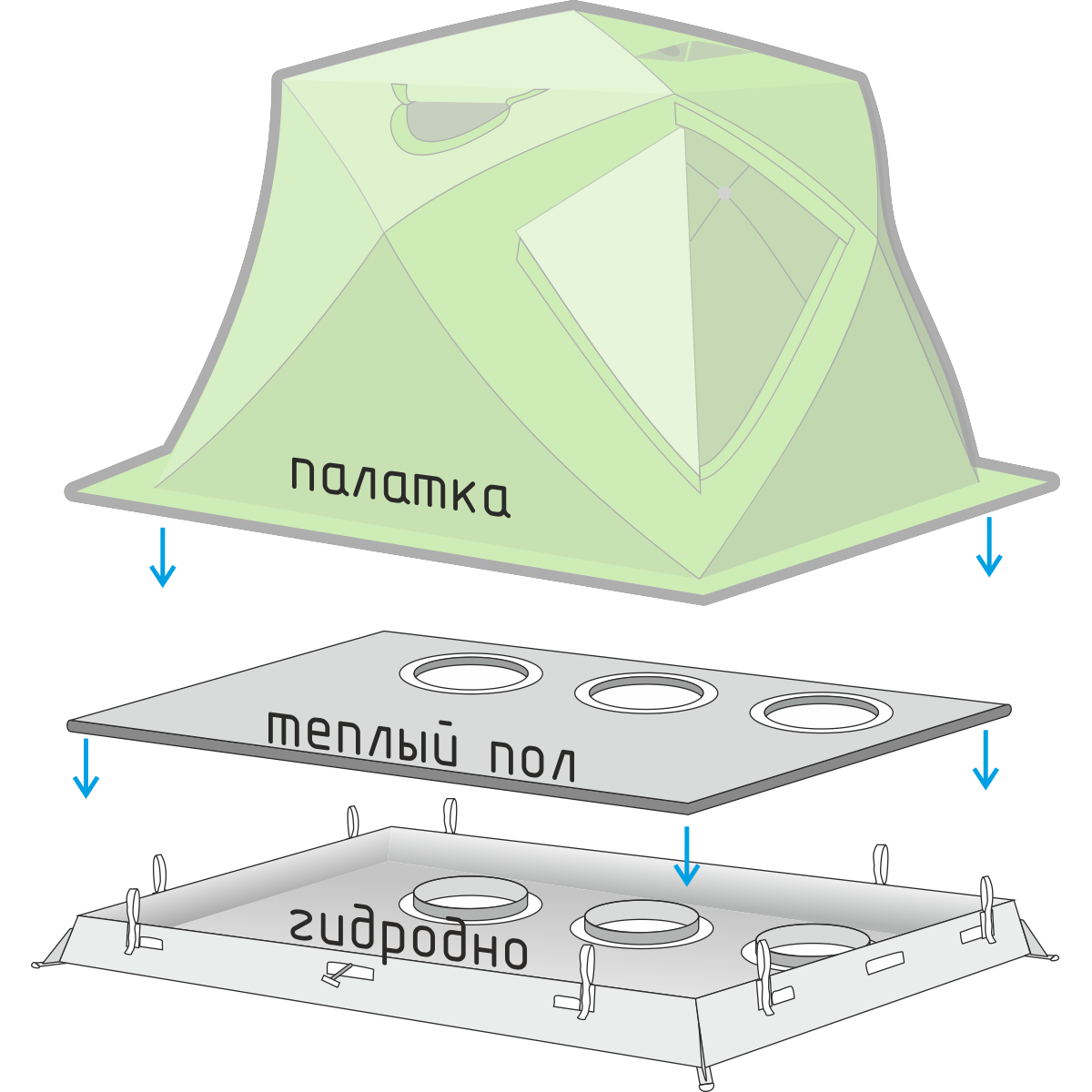 Дно гидро-термоизоляционное ЛОТОС Куб 3 (210х210) с отверстиями под лунки