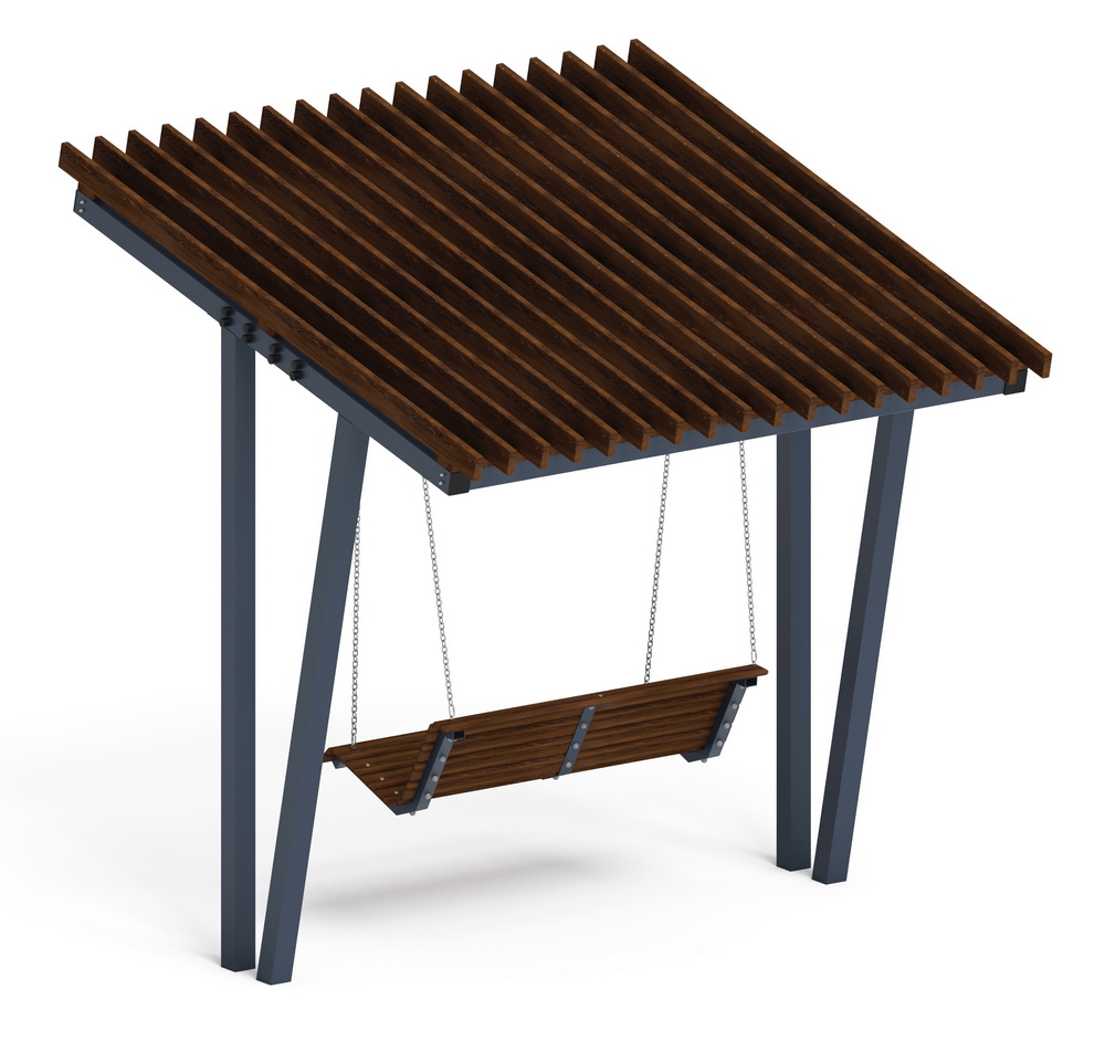 Пергола Тент с качелями (наклонная) МФ 78.03.01-01 /без поликарбоната/