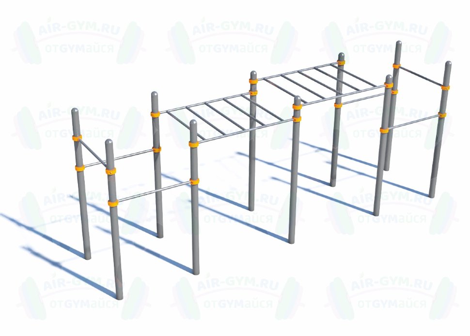 Двухуровневый рукоход с шестью турниками СВС-22