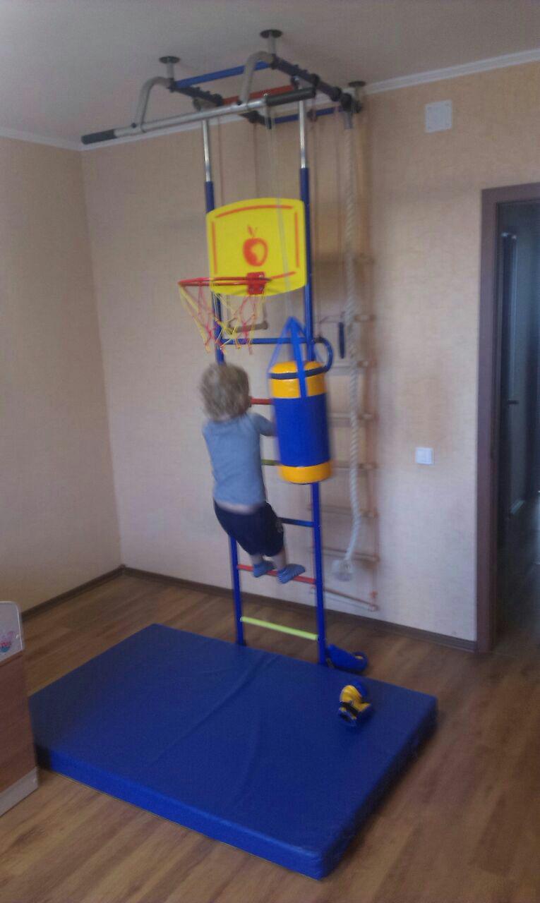 Набор боксерский детский № 2 (мешок боксерский 5 кг. + перчатки + трос) синий/желтый