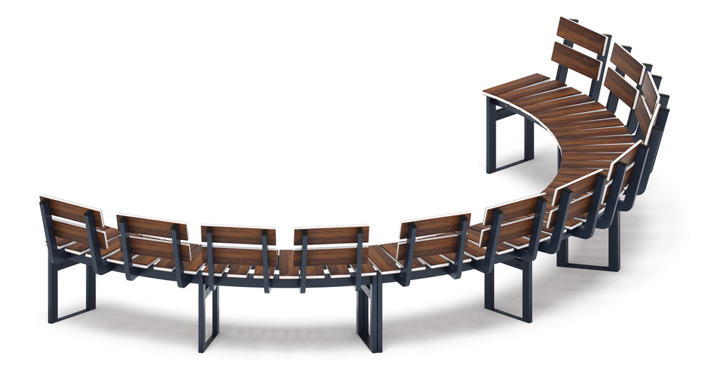 Модульная скамья радиальная (темный дуб) МФ 42.01.25