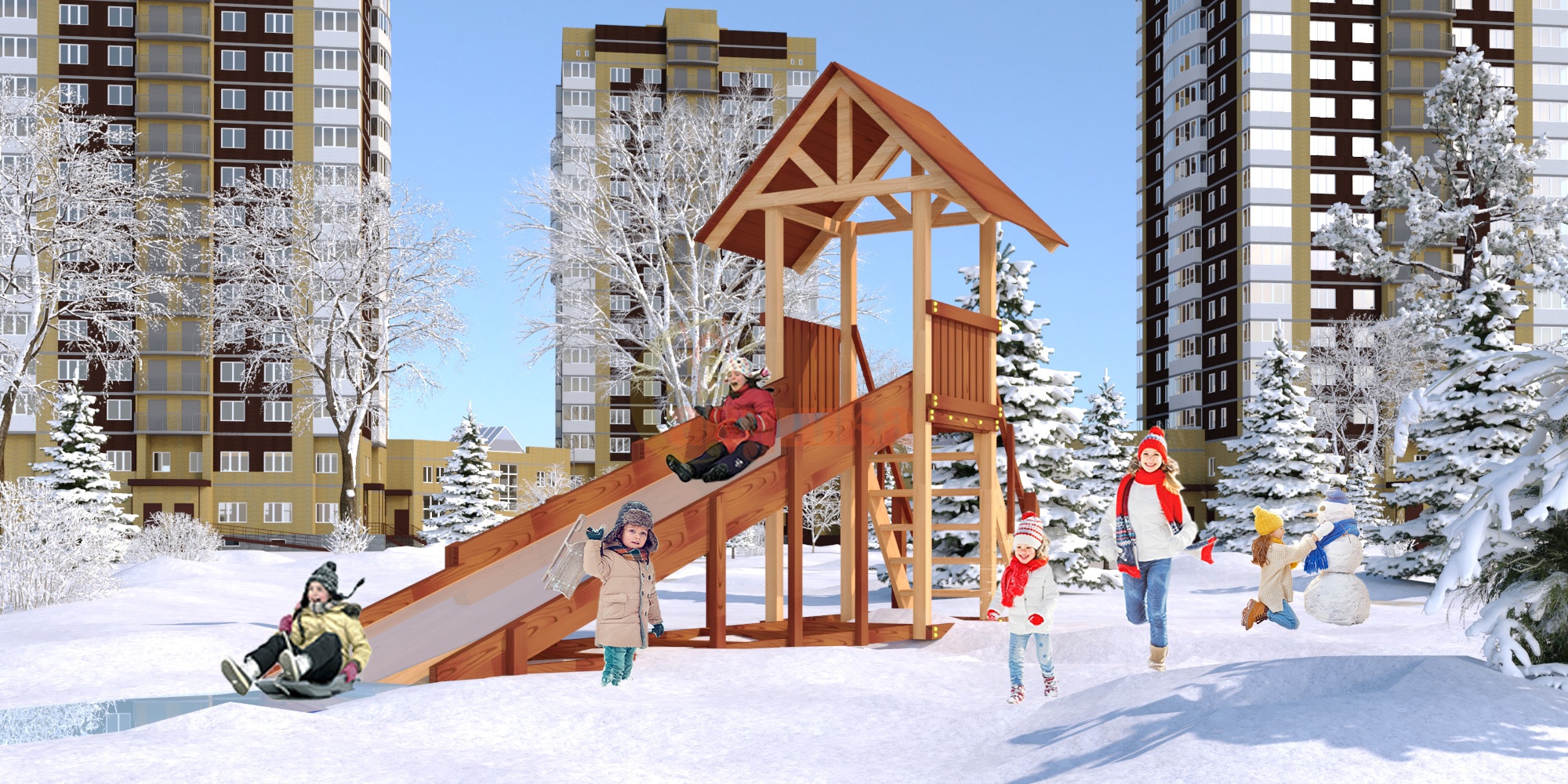 Зимняя горка ЗИМА 5 Савушка (скат 5 м)