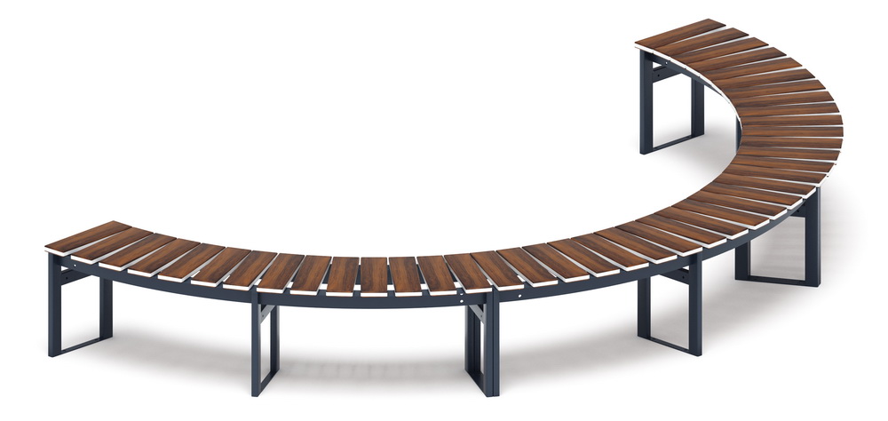 Модульная скамья радиальная (темный дуб) МФ 42.01.24