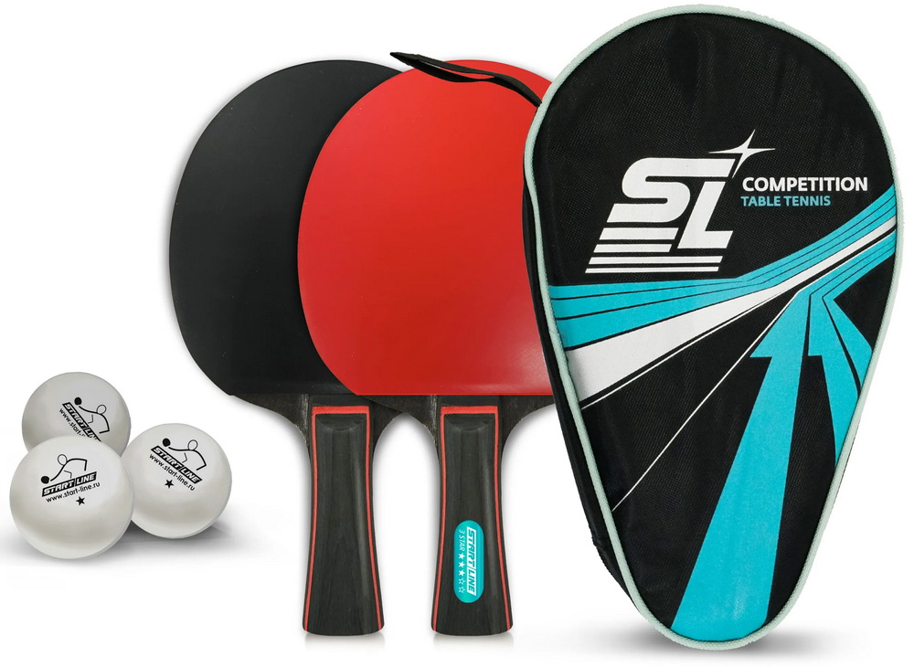Набор для настольного тенниса START LINE SL Competition 2 ракетки 3*, 3 мяча 1*