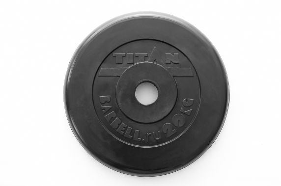 Диск для грифа Титан, обрезиненный черный, 51 мм, 20 кг