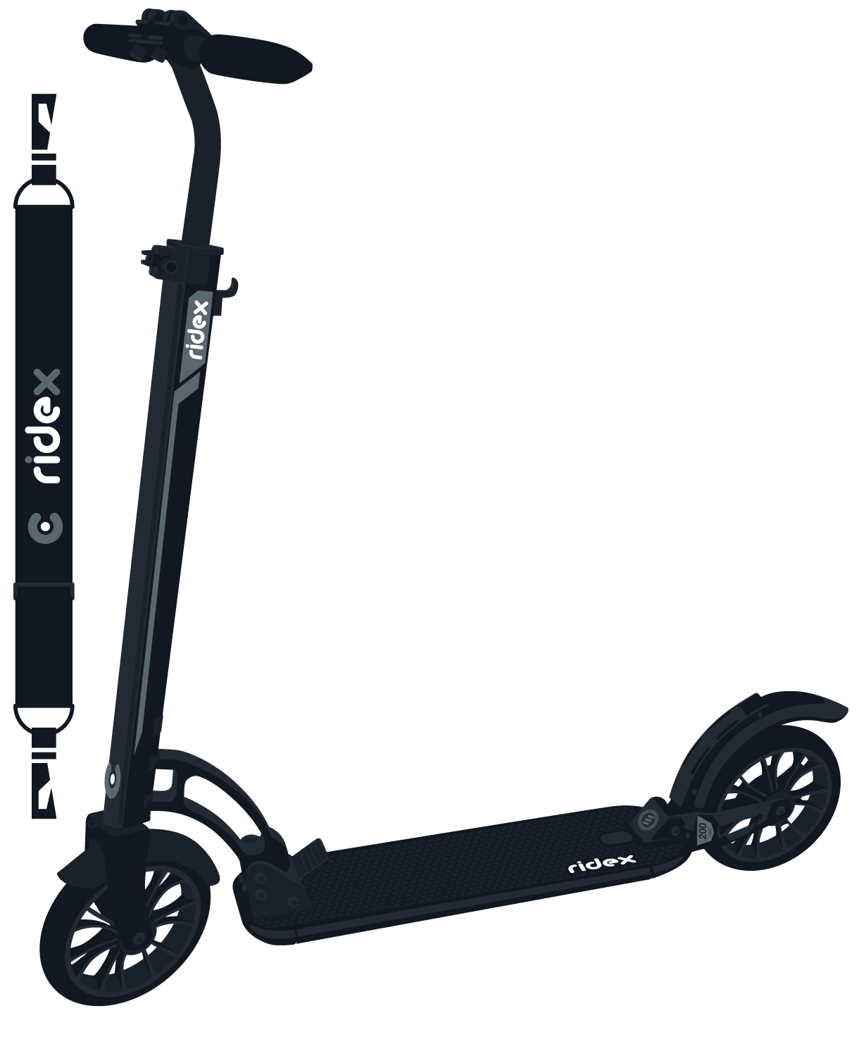 Самокат 2-колесный Project 200 мм, черный