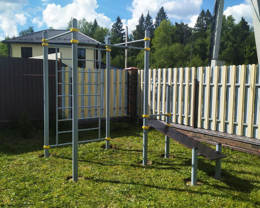 Шведская стенка, три турника и скамья для пресса (модерн.) СВС-52-М