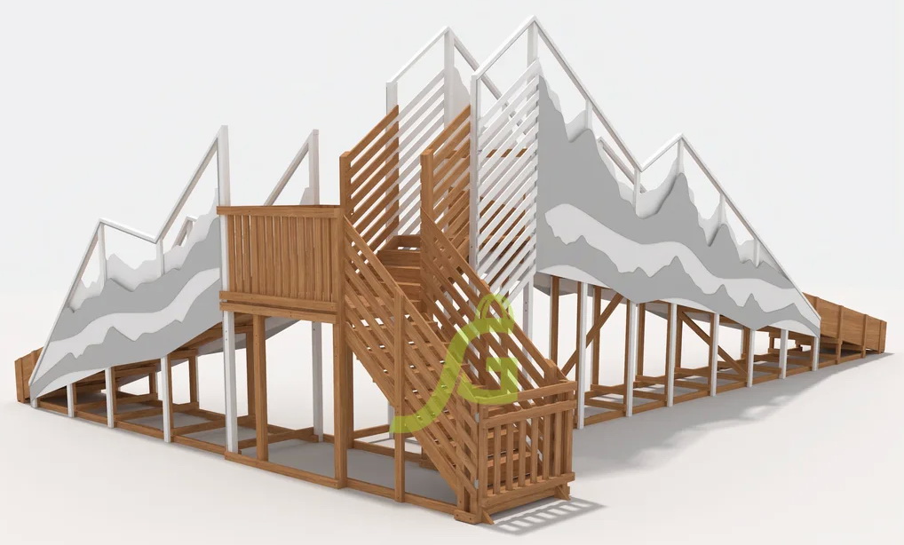 Зимняя деревянная горка "IgraGrad Snow Fox 12 м" с двумя скатами мод.5