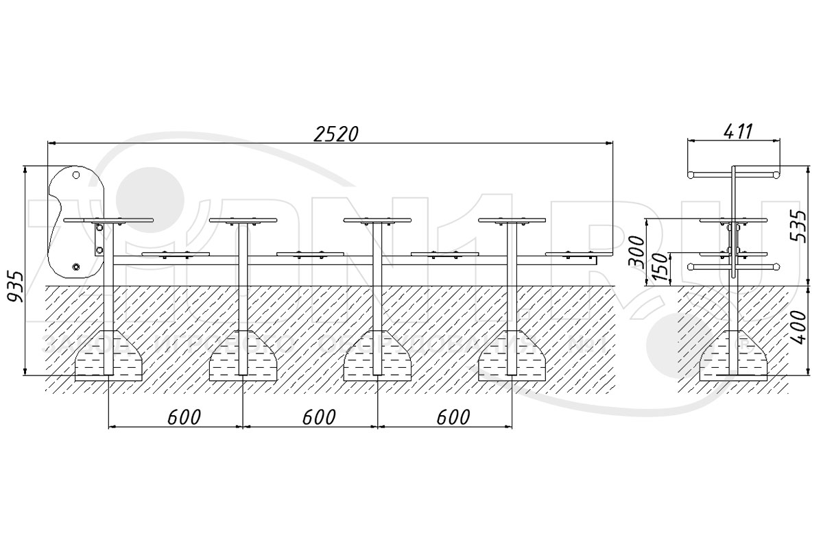 Скамейка детская разновысокая ZION Гусеница (СП204)