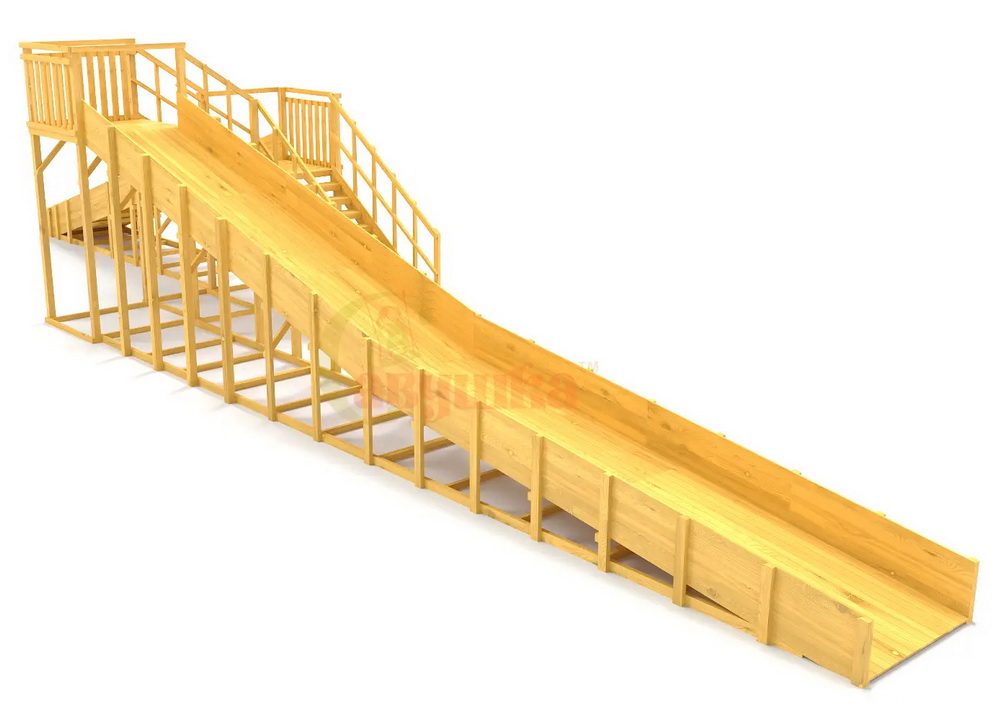 Зимняя горка Савушка ЗИМА WOOD-9/1 (скаты 6 и 12 м, разносторонний)