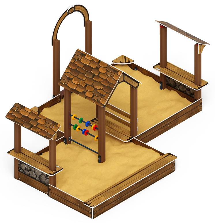 Песочный дворик двойной с навесом большой (Коричневый) ИО 6.01.03-02