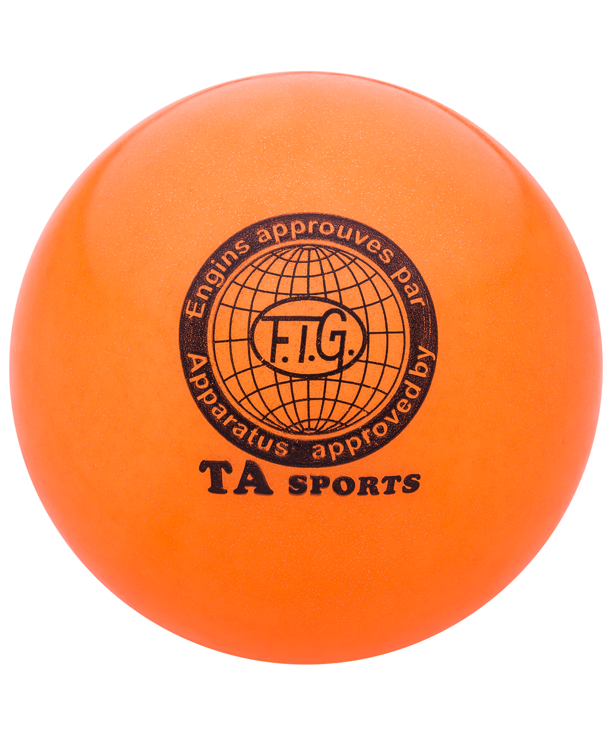 Мяч для художественной гимнастики RGB-102, 19 см, оранжевый, с блестками