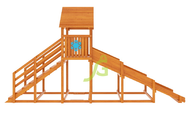Зимняя деревянная горка IgraGrad Snow Fox Start с крышей, скат 4 м