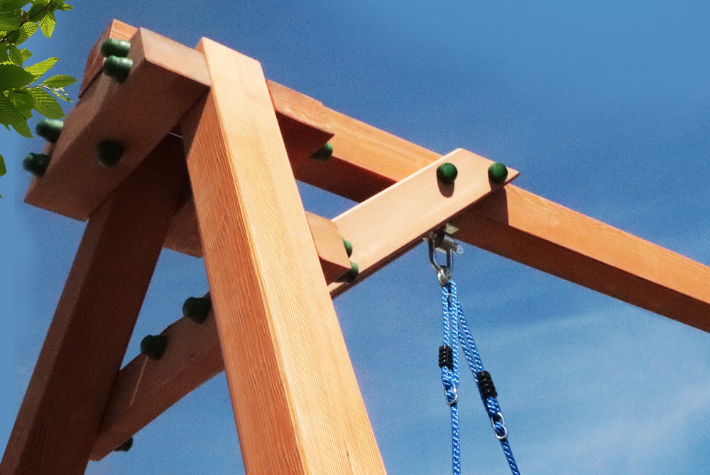 Качели деревянные (высокая) + гнездо OVAL