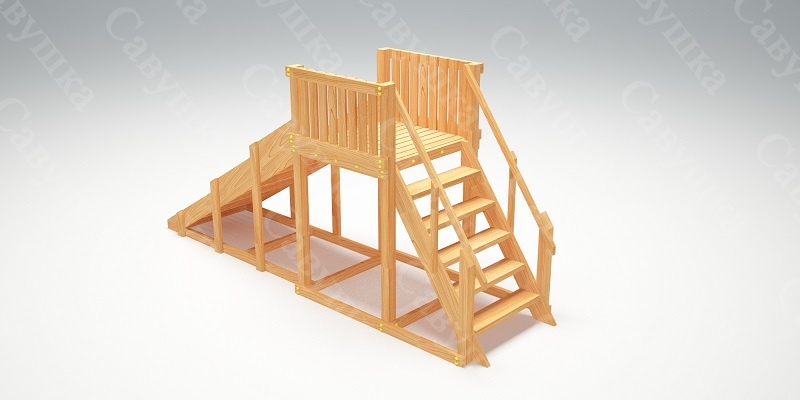 Зимняя деревянная игровая горка Савушка "Зима wood" - 2