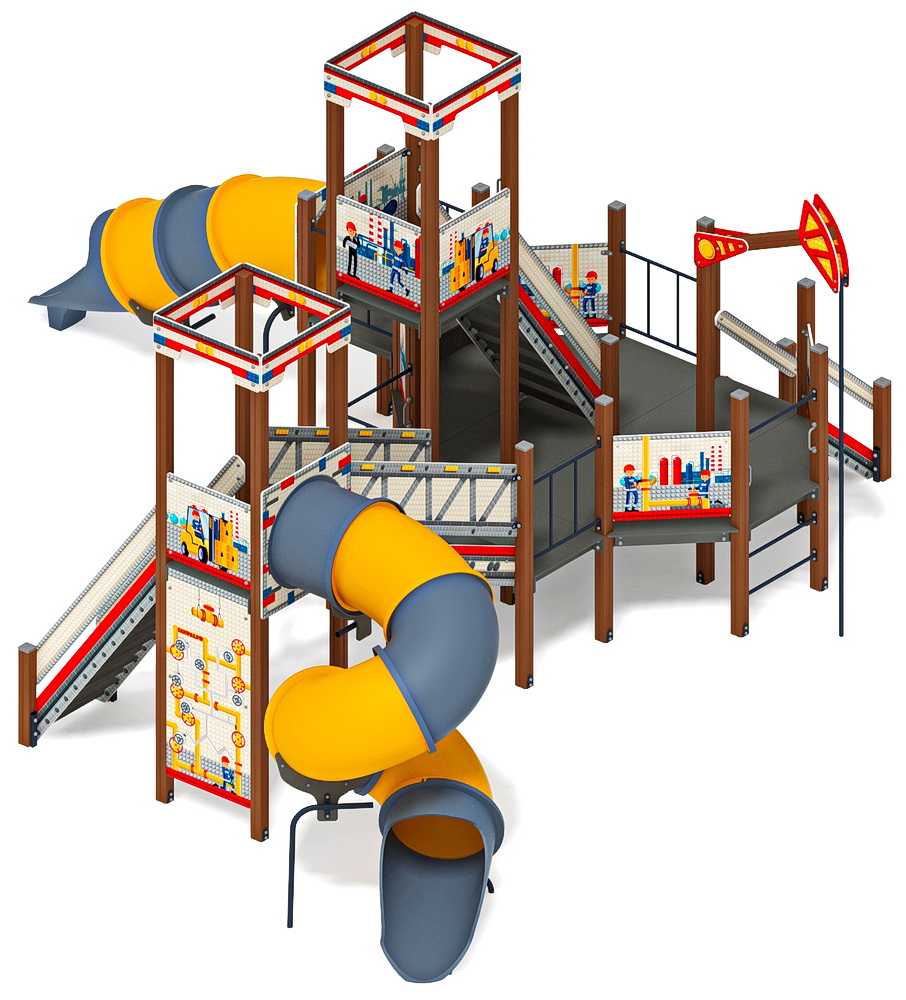 БУРОВАЯ детский игровой комплекс (горка-труба винтовая Н 2000, горка труба Н 1200) ДИК 2.28.01-01