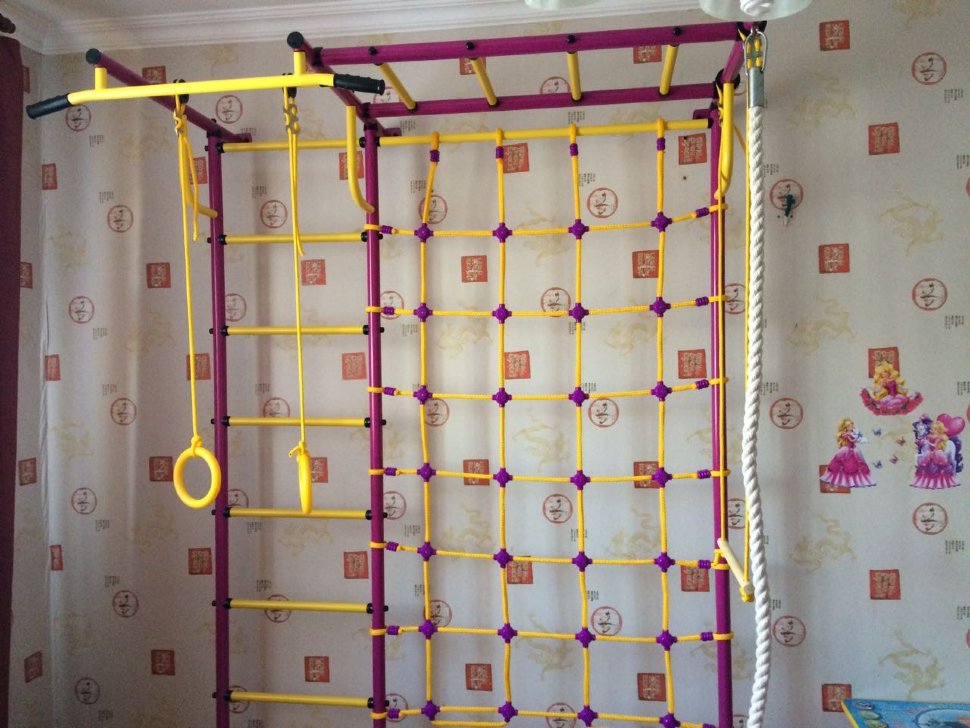 Детская шведская стенка Пионер С4СМ пурпурно/жёлтый