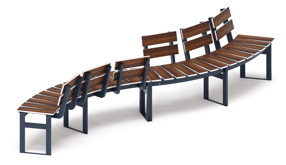 Модульная скамья радиальная (темный дуб) МФ 42.01.23