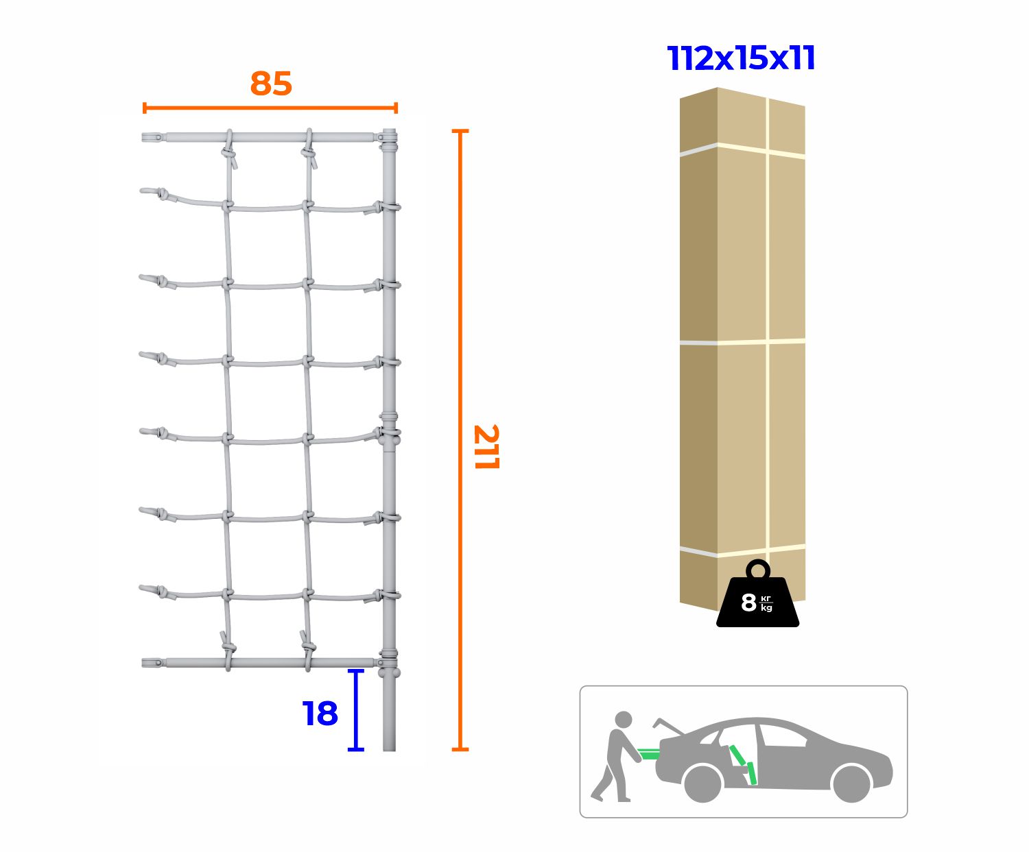 Комплект с канатным лазом пристенный Dop7 Romana (6.18.00-45) зелёное яблоко
