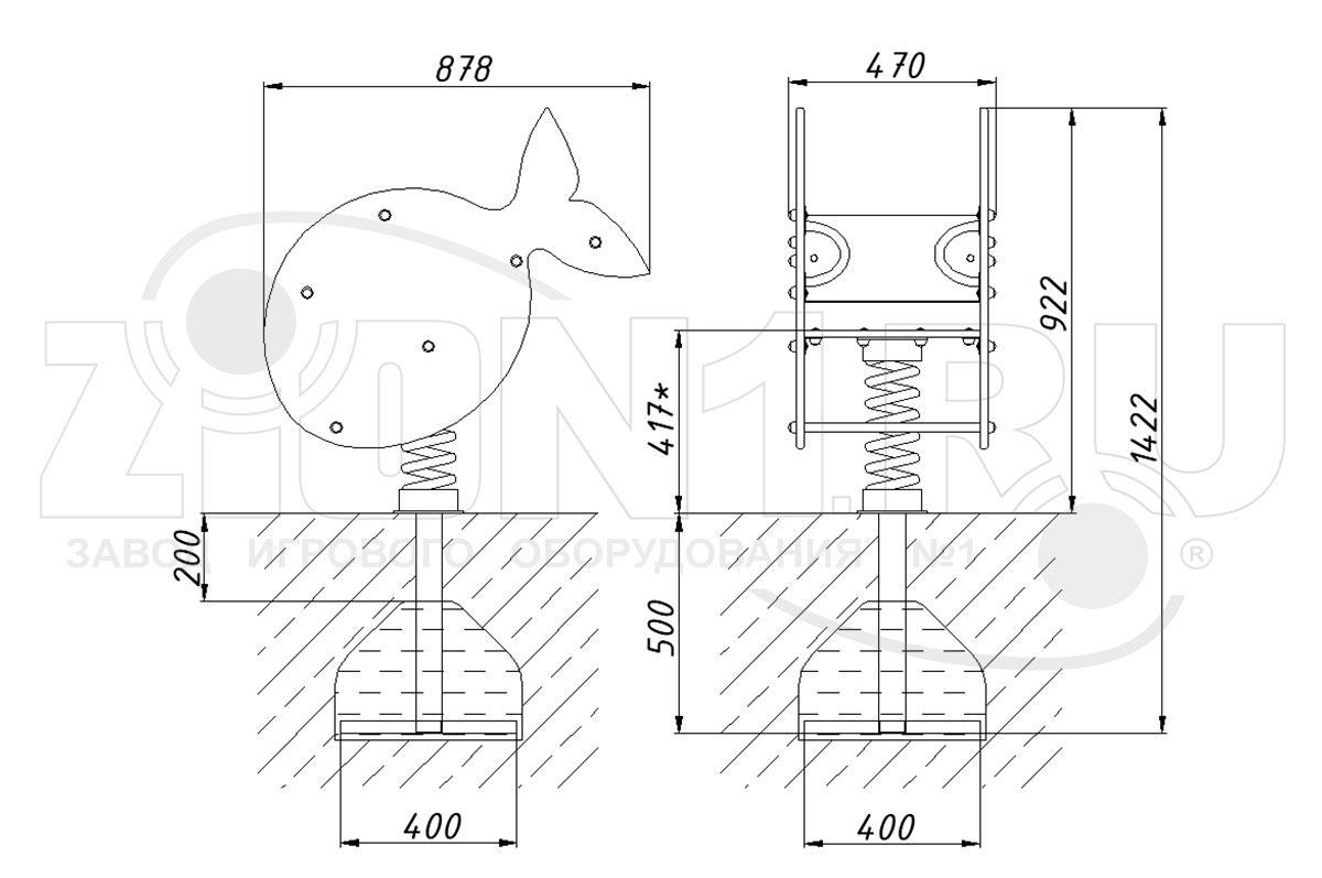 Качалка на пружине ZION Кит (КЧ081)