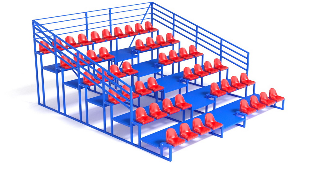 Трибуна с сидениями, шестирядная, с ограждением (20.011)