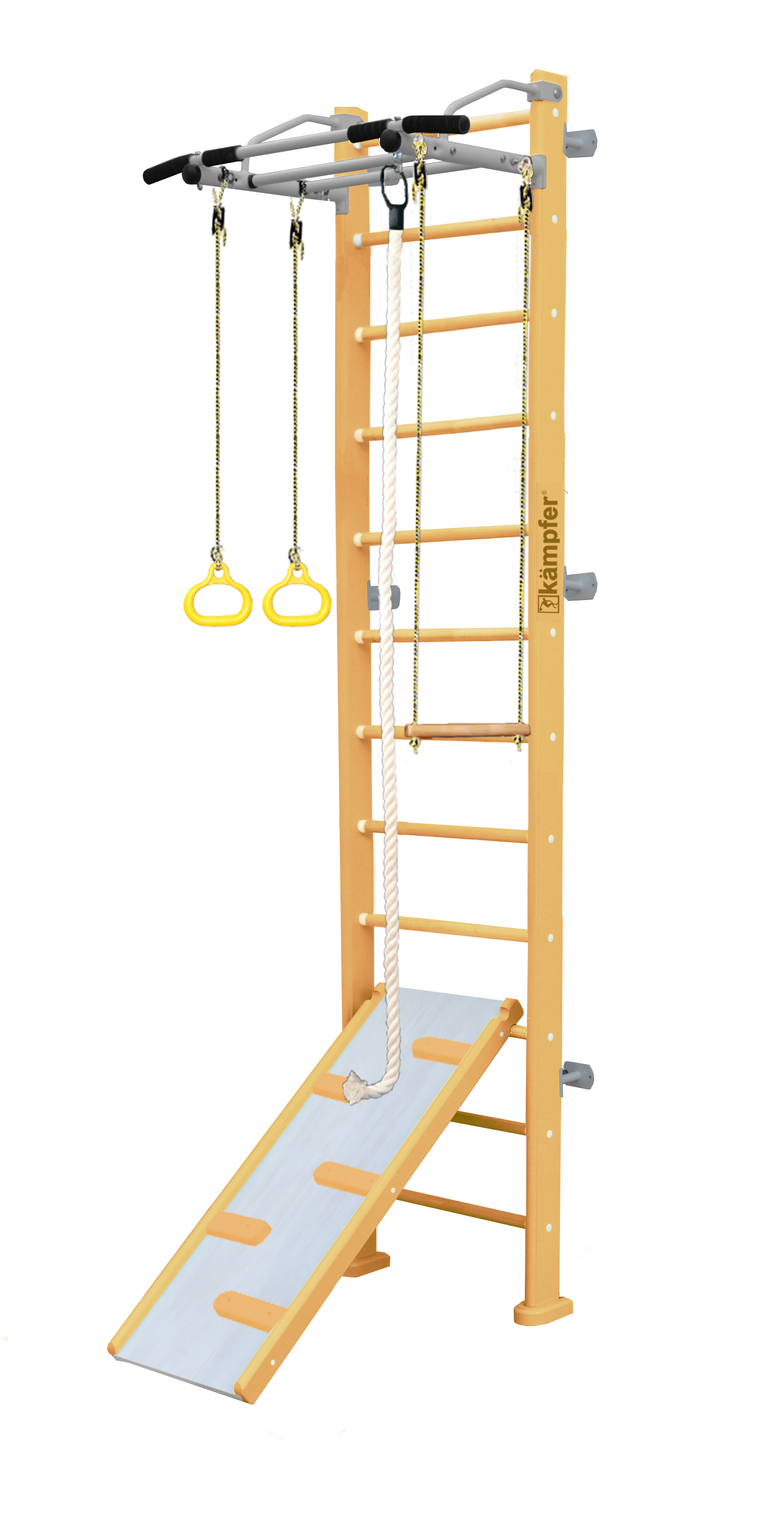 Шведская стенка Kampfer Ride Wall (№1 натуральный Высота 3 м белый антик турник)